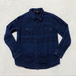 VANS blue plaid flannel button down shirt boys size medium